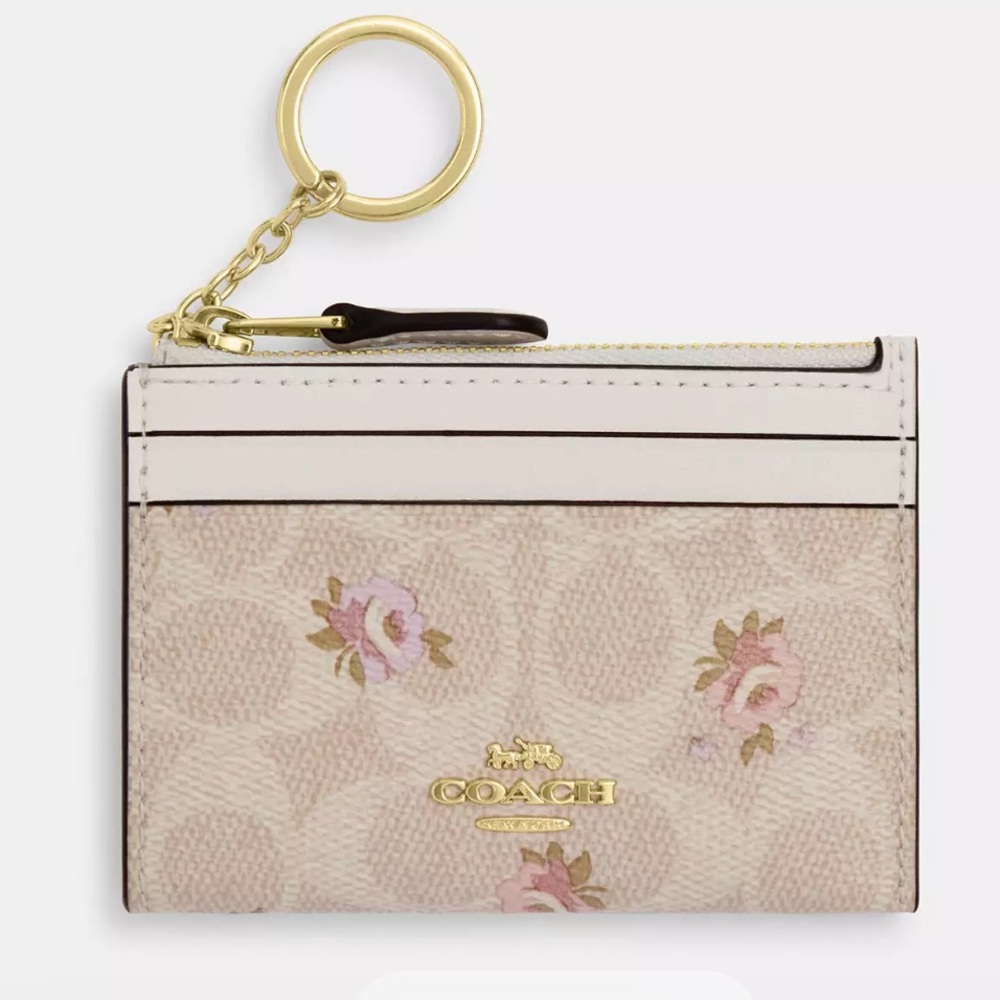 Coach Mini Skinny Id Case In Signature Canvas With Floral Print
